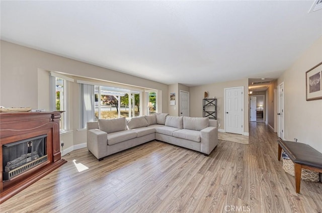 living room featuring light hardwood / wood-style flooring