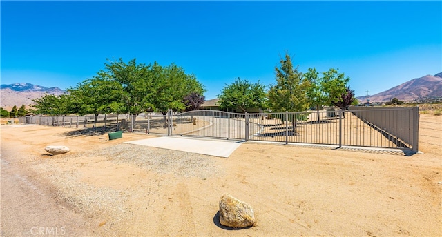 view of yard with a mountain view