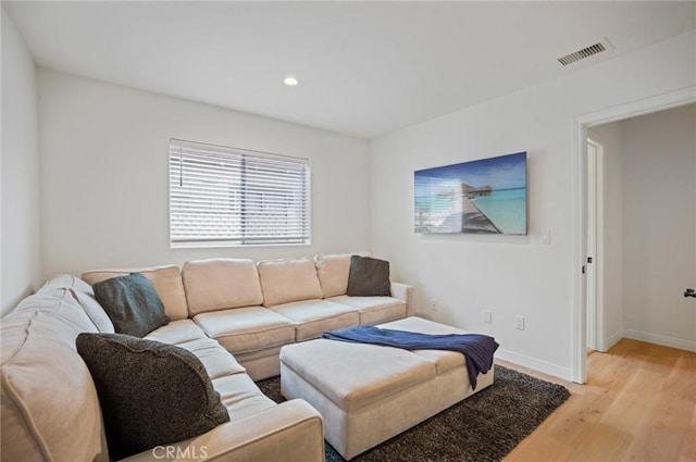 living room with light wood-type flooring