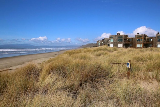 view of water feature featuring a beach view