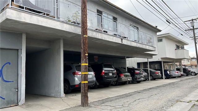 view of covered parking lot