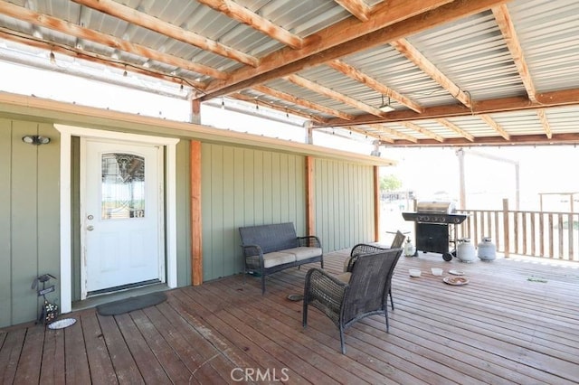 deck featuring grilling area and an outdoor living space