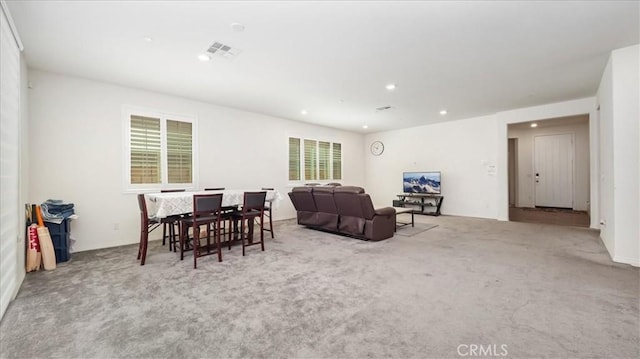 5345 Blue Ridge Way, Fontana, CA 92336 - carpeted dining room with recessed lighting and visible vents