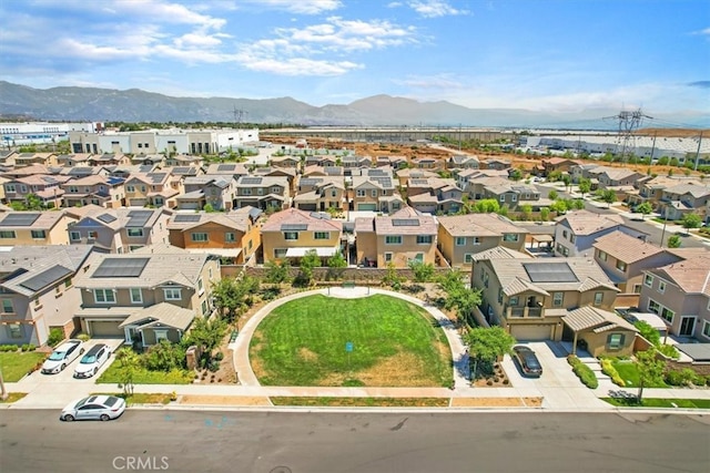 bird's eye view with a mountain view