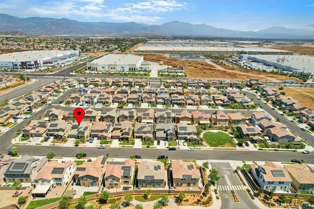 drone / aerial view with a mountain view