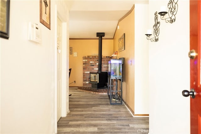 hallway with wood-type flooring