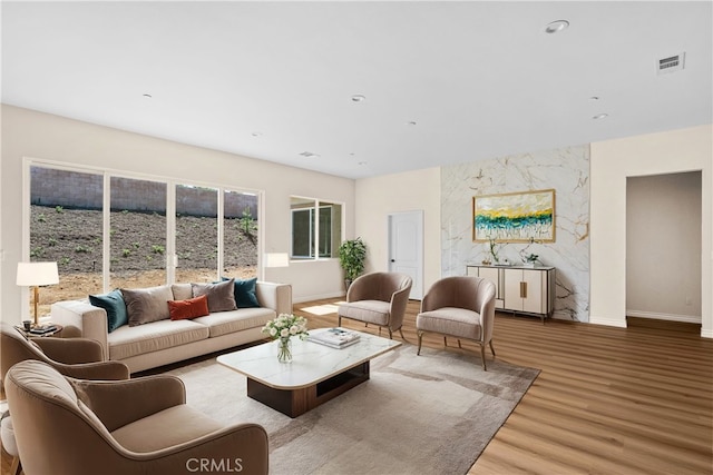 living room with wood-type flooring