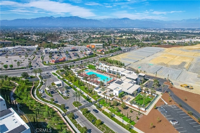 aerial view with a mountain view