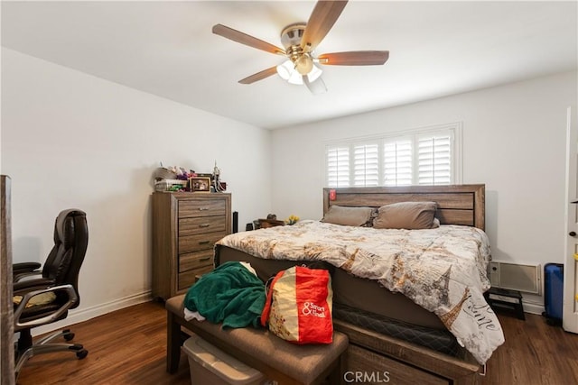 888 Victor Ave Unit 15, Inglewood, CA 90302 - bedroom featuring dark wood-style floors, baseboards, and a ceiling fan