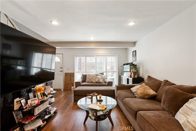 888 Victor Ave Unit 15, Inglewood, CA 90302 - living area with recessed lighting, plenty of natural light, and hardwood / wood-style floors