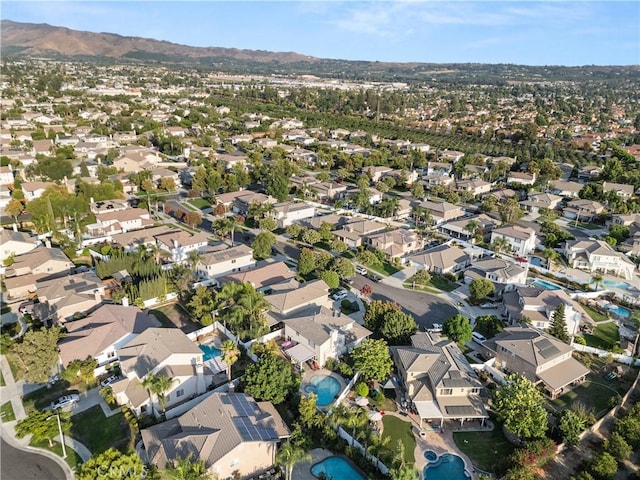 aerial view with a residential view and a mountain view