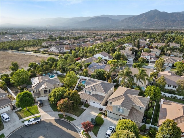 aerial view with a residential view and a mountain view