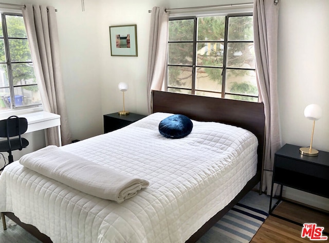 bedroom featuring dark wood-type flooring