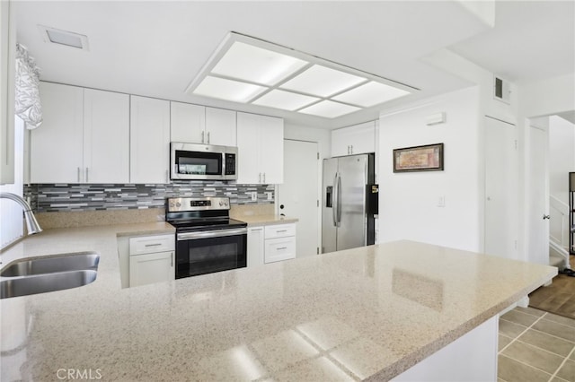 kitchen featuring light hardwood / wood-style floors, white cabinetry, sink, and stainless steel appliances