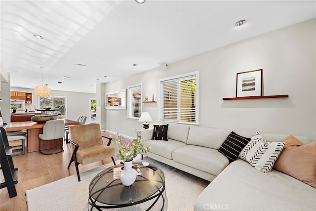 living room featuring light hardwood / wood-style flooring