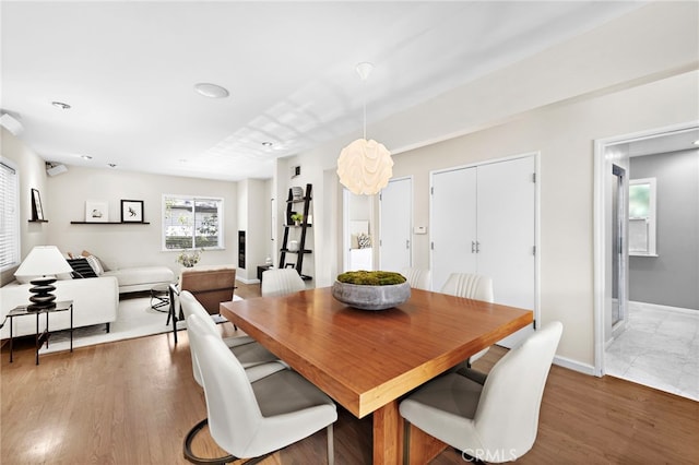 dining space featuring dark wood-type flooring