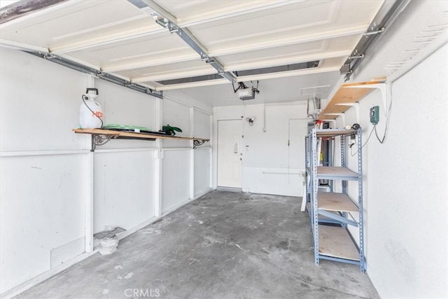 garage with a garage door opener