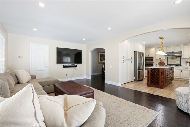 living room featuring light hardwood / wood-style flooring