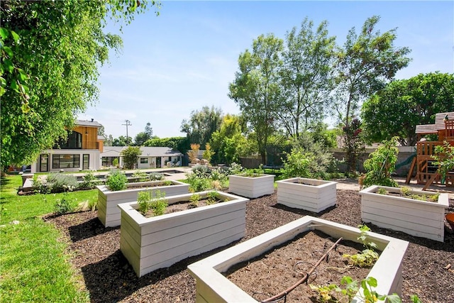 view of yard with a playground