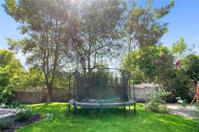 view of yard featuring a trampoline