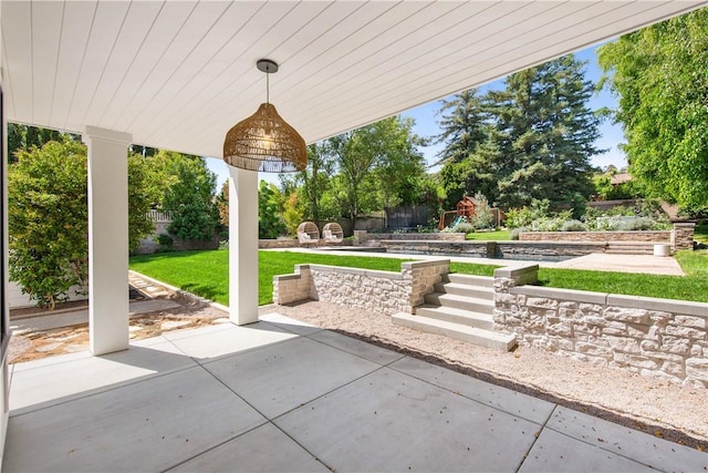 view of patio / terrace featuring a playground