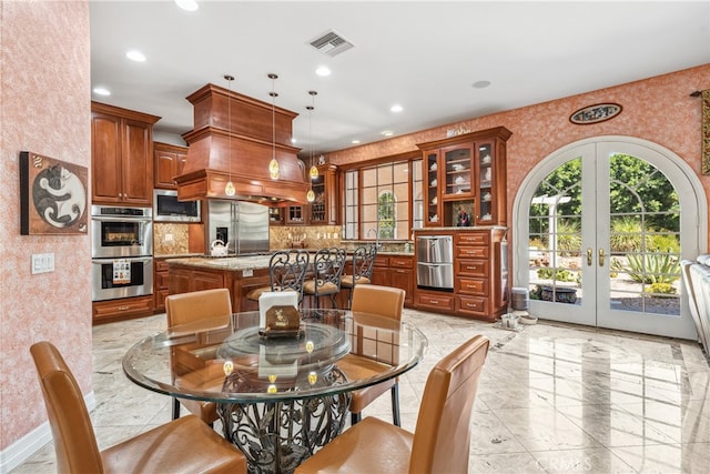 dining room with french doors