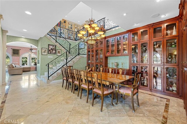 dining room featuring a notable chandelier