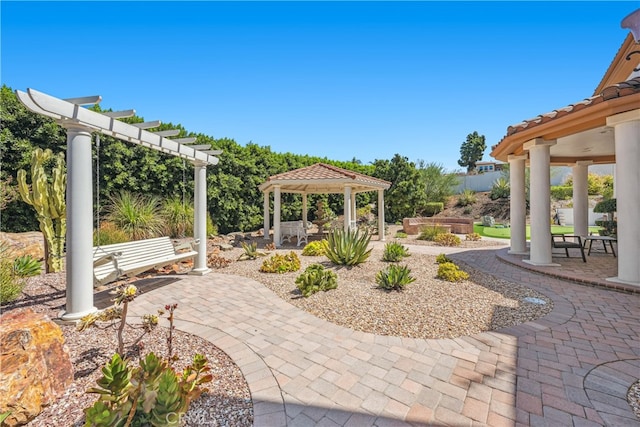 view of patio / terrace with a gazebo