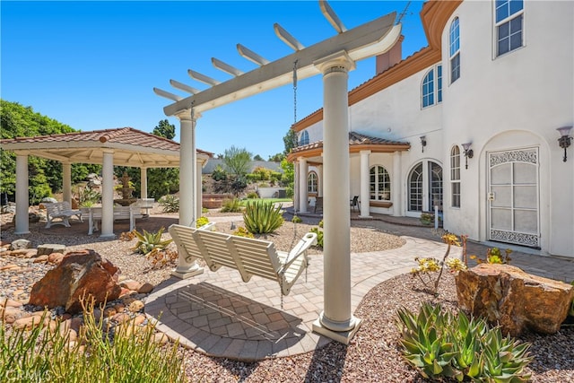 view of patio with a pergola