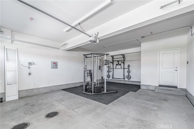 workout area featuring electric panel