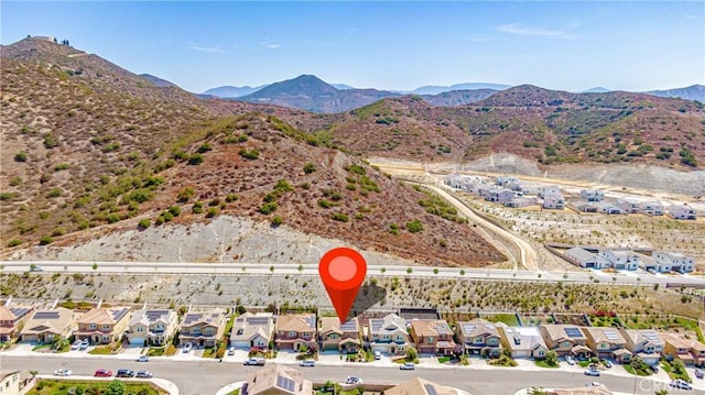 bird's eye view with a mountain view