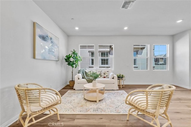 living area featuring hardwood / wood-style flooring