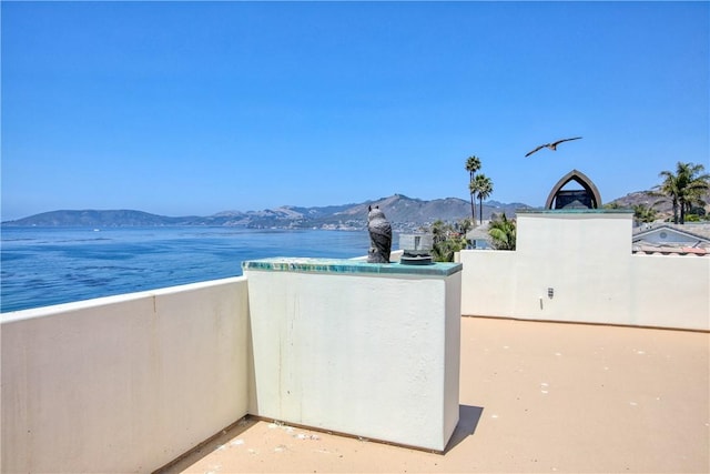 view of patio featuring a mountain view