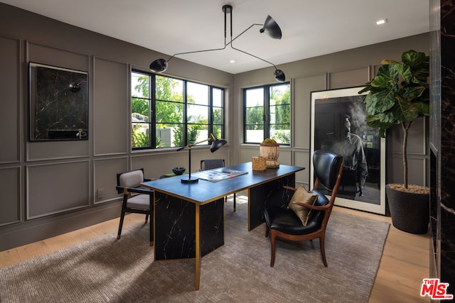 office featuring light wood-type flooring