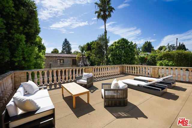 view of patio featuring an outdoor hangout area