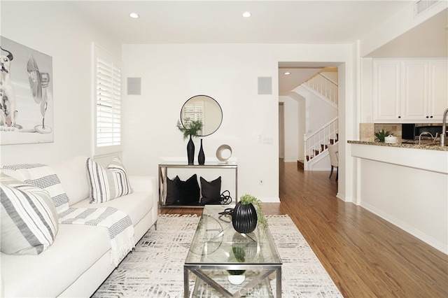 living room featuring wood-type flooring