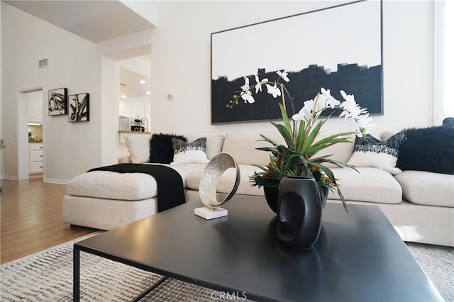 living room with hardwood / wood-style floors