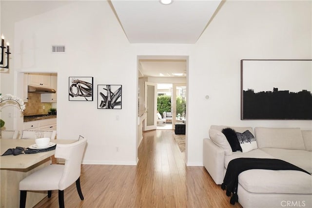 living room featuring light hardwood / wood-style floors