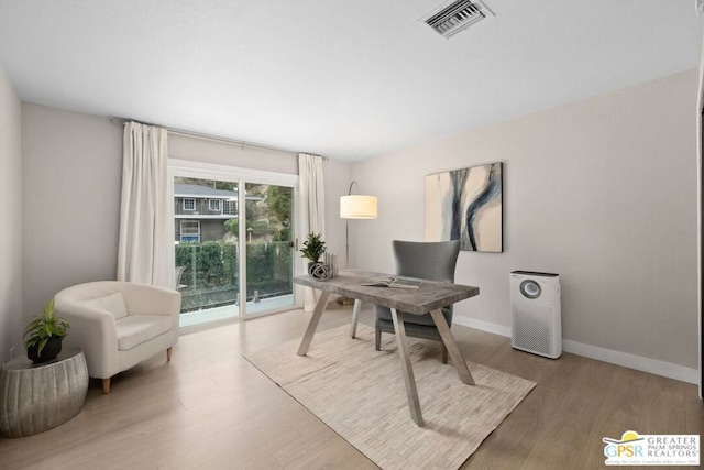 office space featuring hardwood / wood-style flooring