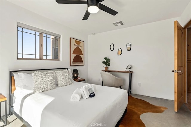 bedroom featuring ceiling fan