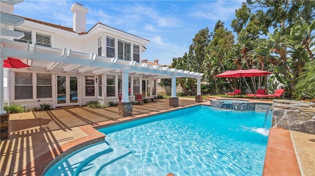2221 Ventia, Tustin, CA 92782 - rear view of property featuring a pergola, french doors, a pool with connected hot tub, and a patio