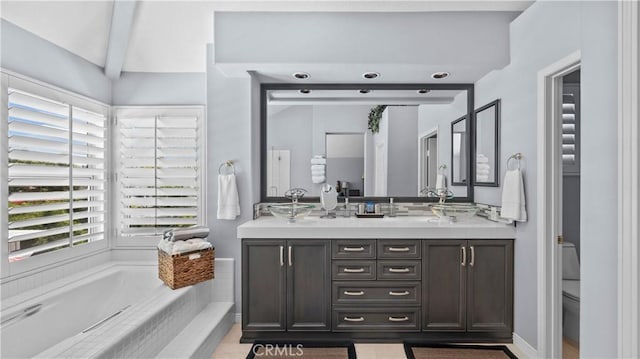 2221 Ventia, Tustin, CA 92782 - bathroom with double vanity, a bath, and toilet