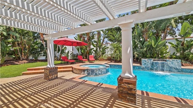 2221 Ventia, Tustin, CA 92782 - view of pool featuring a pool with connected hot tub, a pergola, and a patio