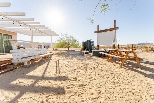 view of yard with a pergola