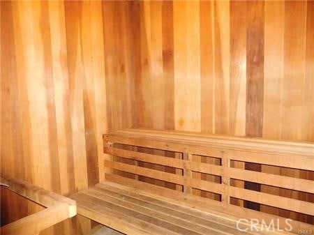 view of sauna / steam room with wood walls