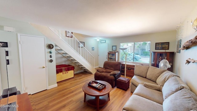 living room with hardwood / wood-style flooring