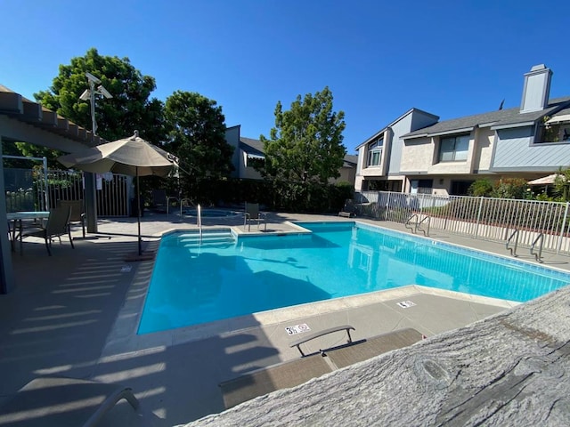 view of pool featuring a patio