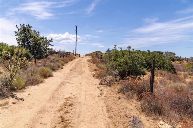 view of street with a rural view