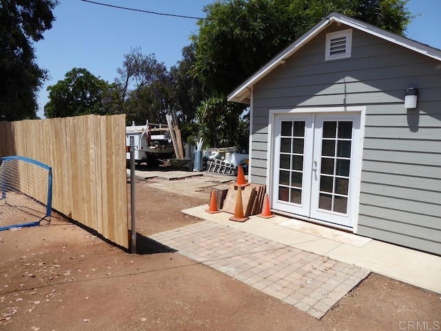 exterior space featuring french doors