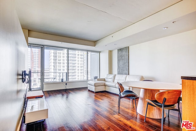 interior space with dark hardwood / wood-style floors